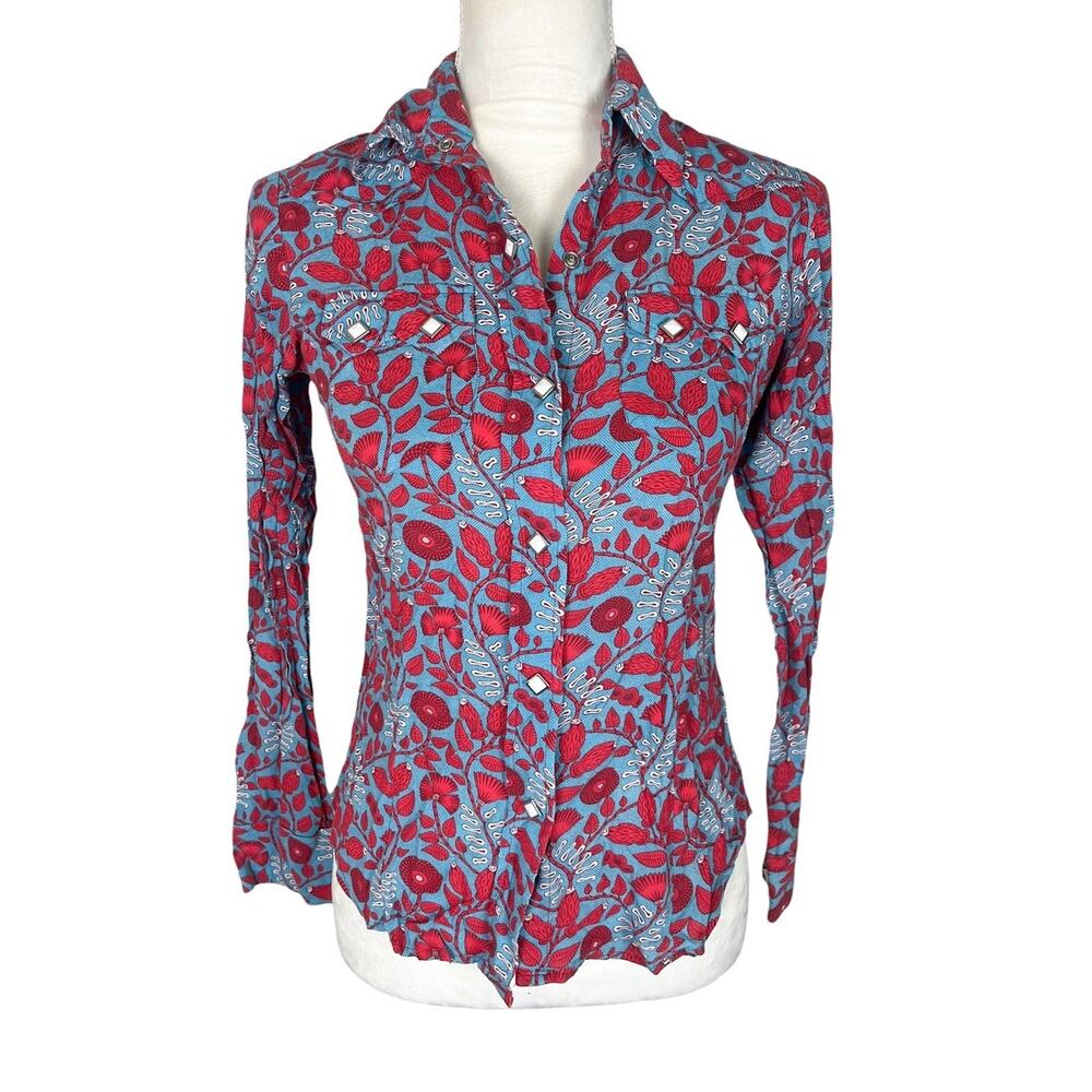 Cactus Club Western Diamond Snap Button Shirt Rustic Country Cowgirl Size Small - Picture 2 of 6